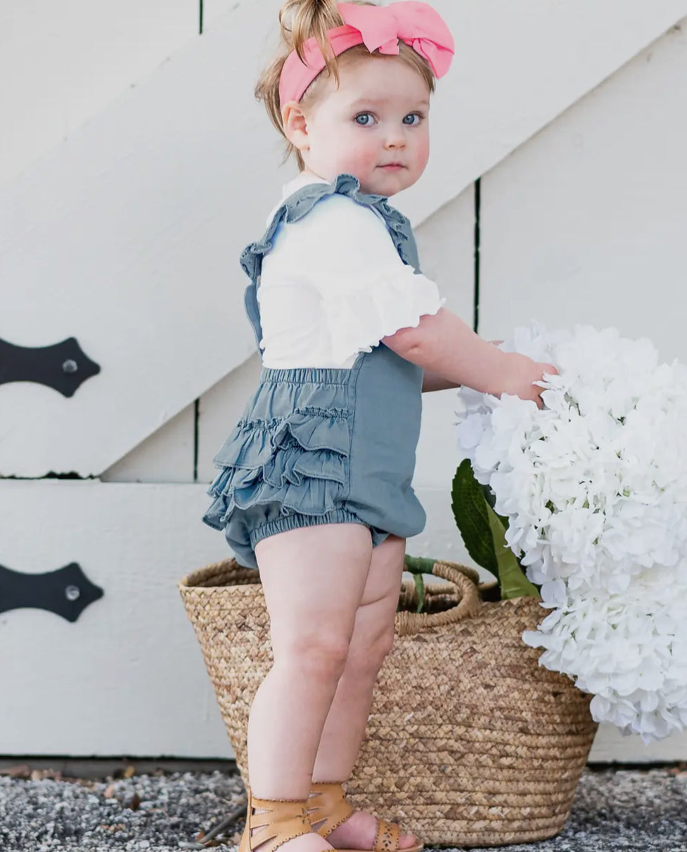 Peyton Denim Flutter Overall Romper