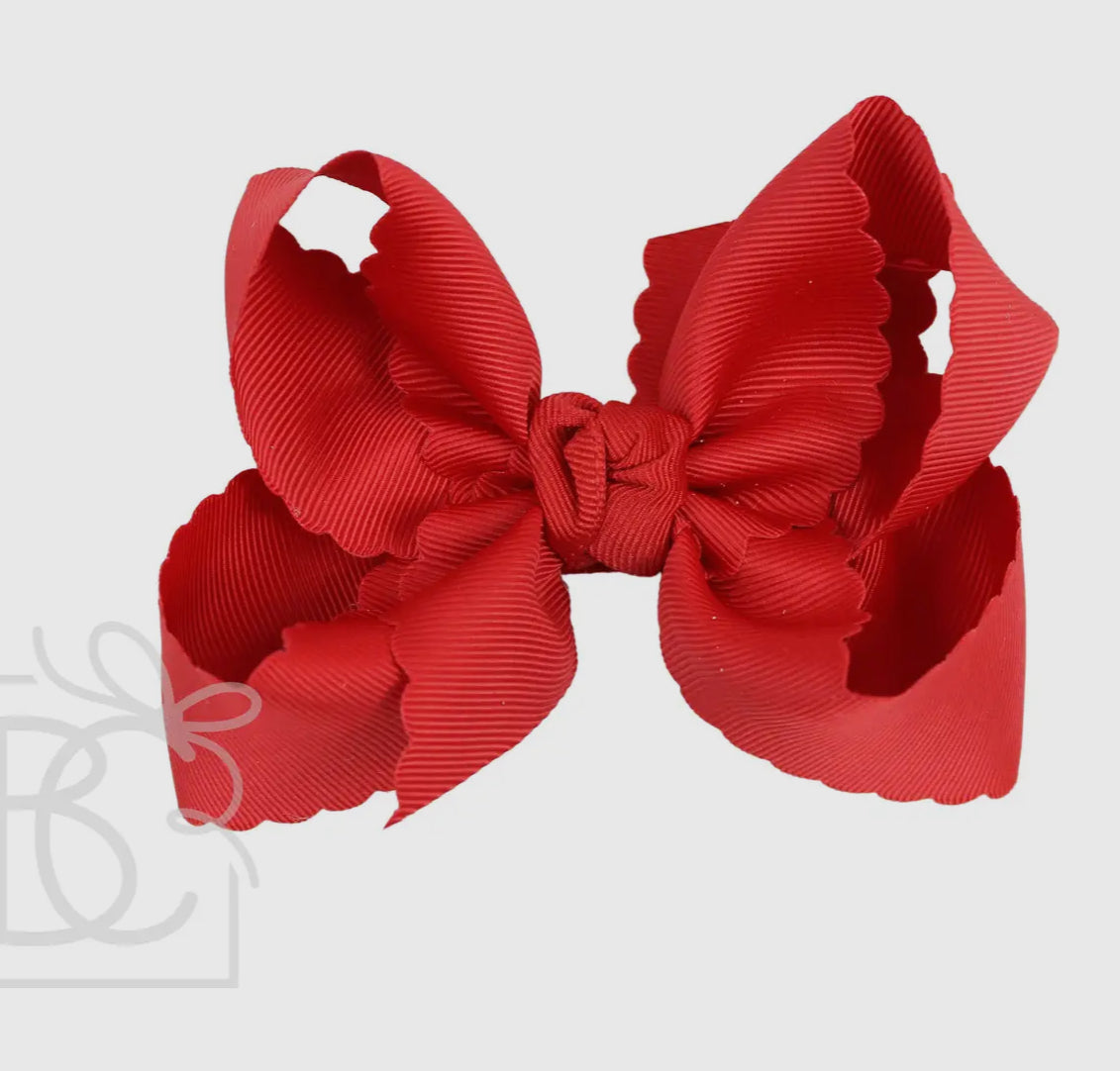Scalloped Edge Ribbon Bow - 9 COLORS