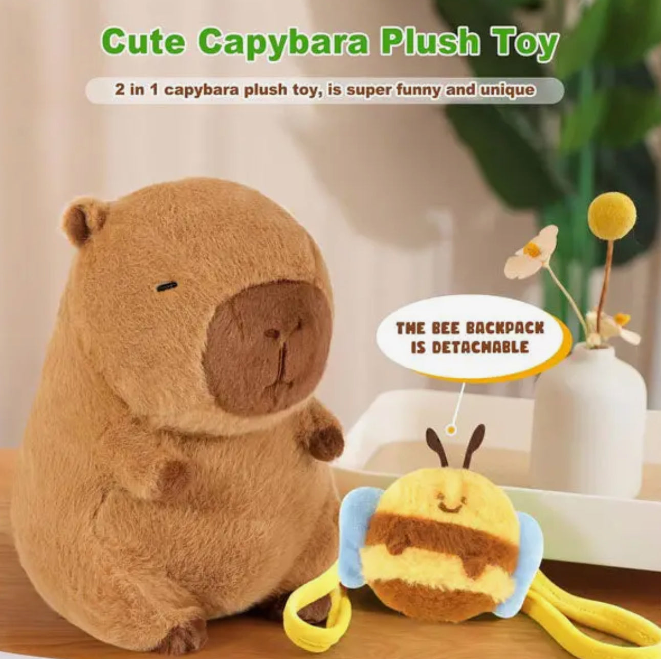 Capybara Plush with Bumblebee Backpack