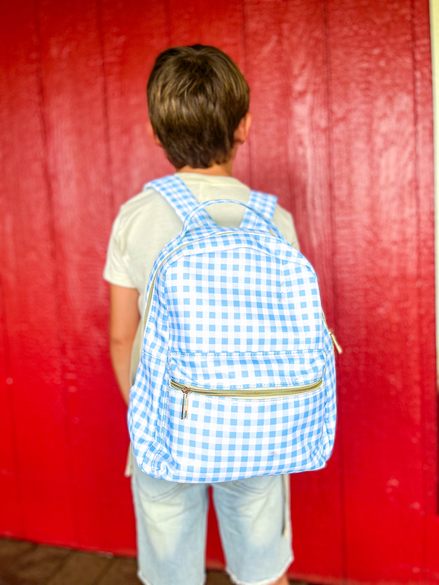 Blue Plaid Backpack