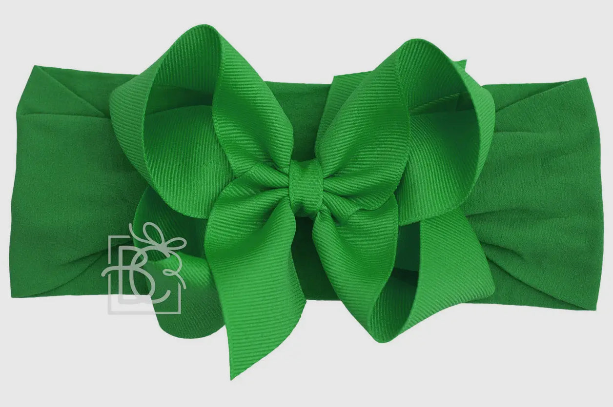 Classic Grosgrain Bow on Wide Pantyhose Headband - 9 COLORS