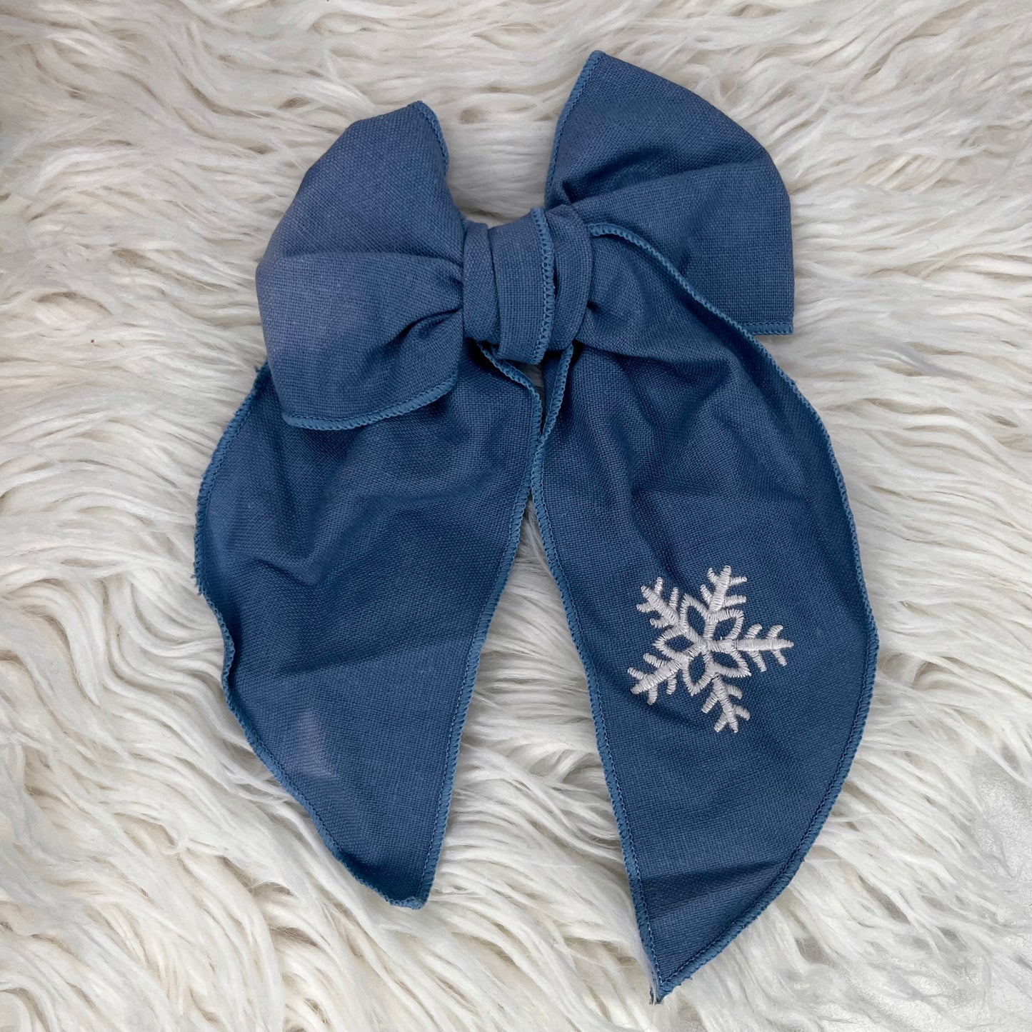 Blue Snowflake Sailor Bow - Large