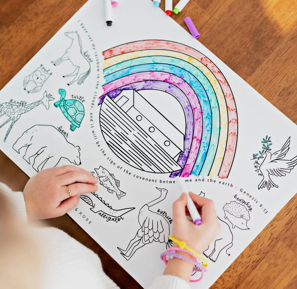 Christian Coloring Mats w/ Dry Erase Markers