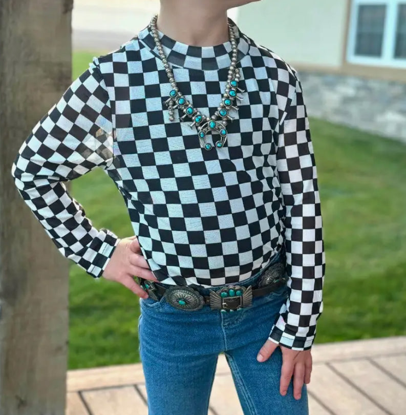 Poppy Mesh Top - CHECK