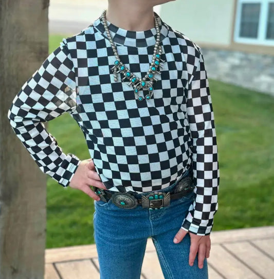 Poppy Mesh Top - CHECK