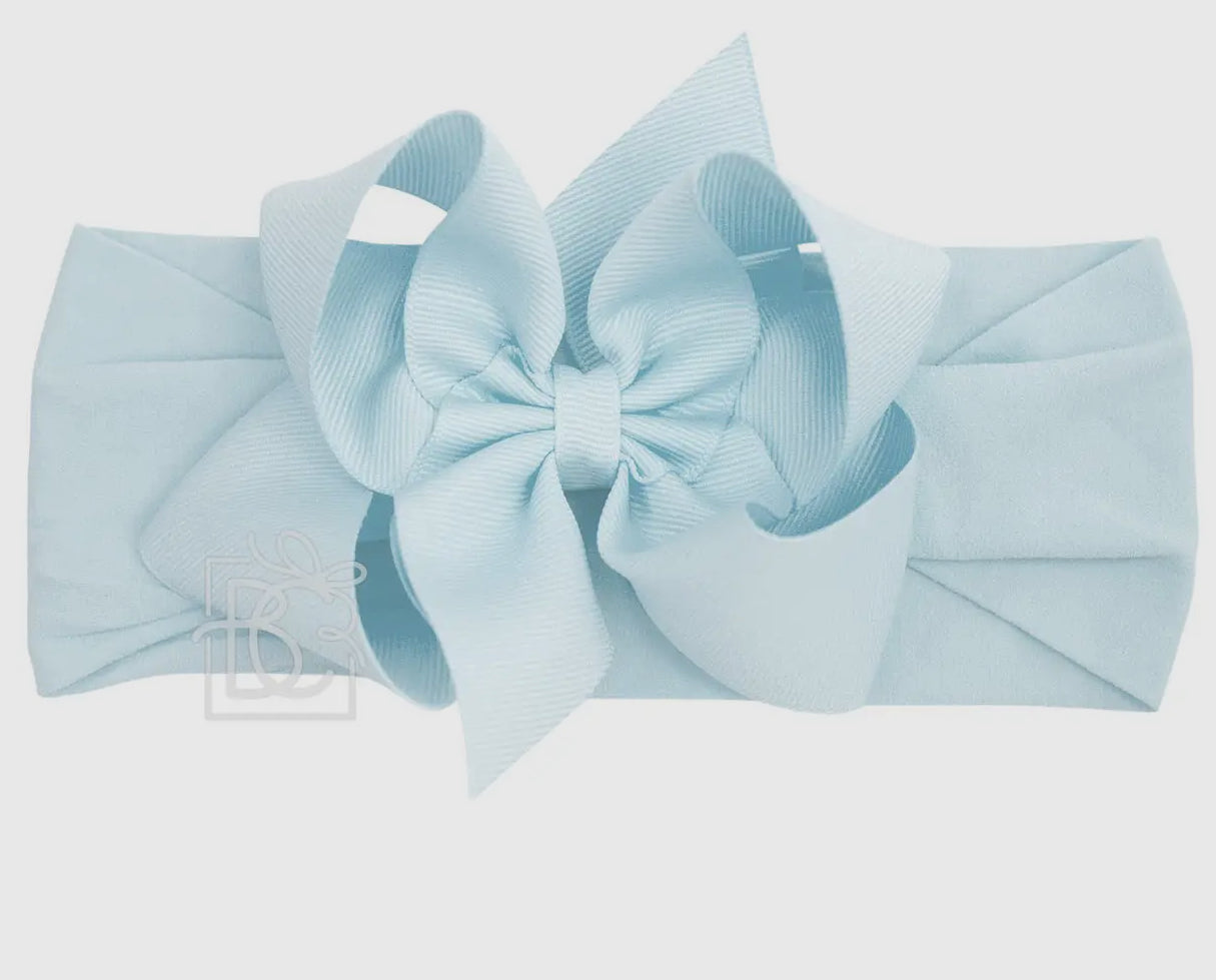 Classic Grosgrain Bow on Wide Pantyhose Headband - 9 COLORS