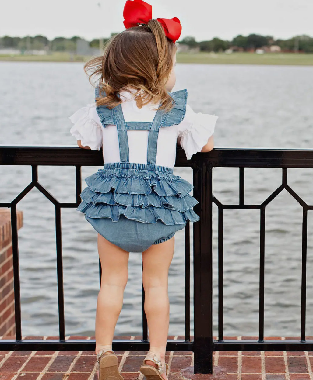 Peyton Denim Flutter Overall Romper