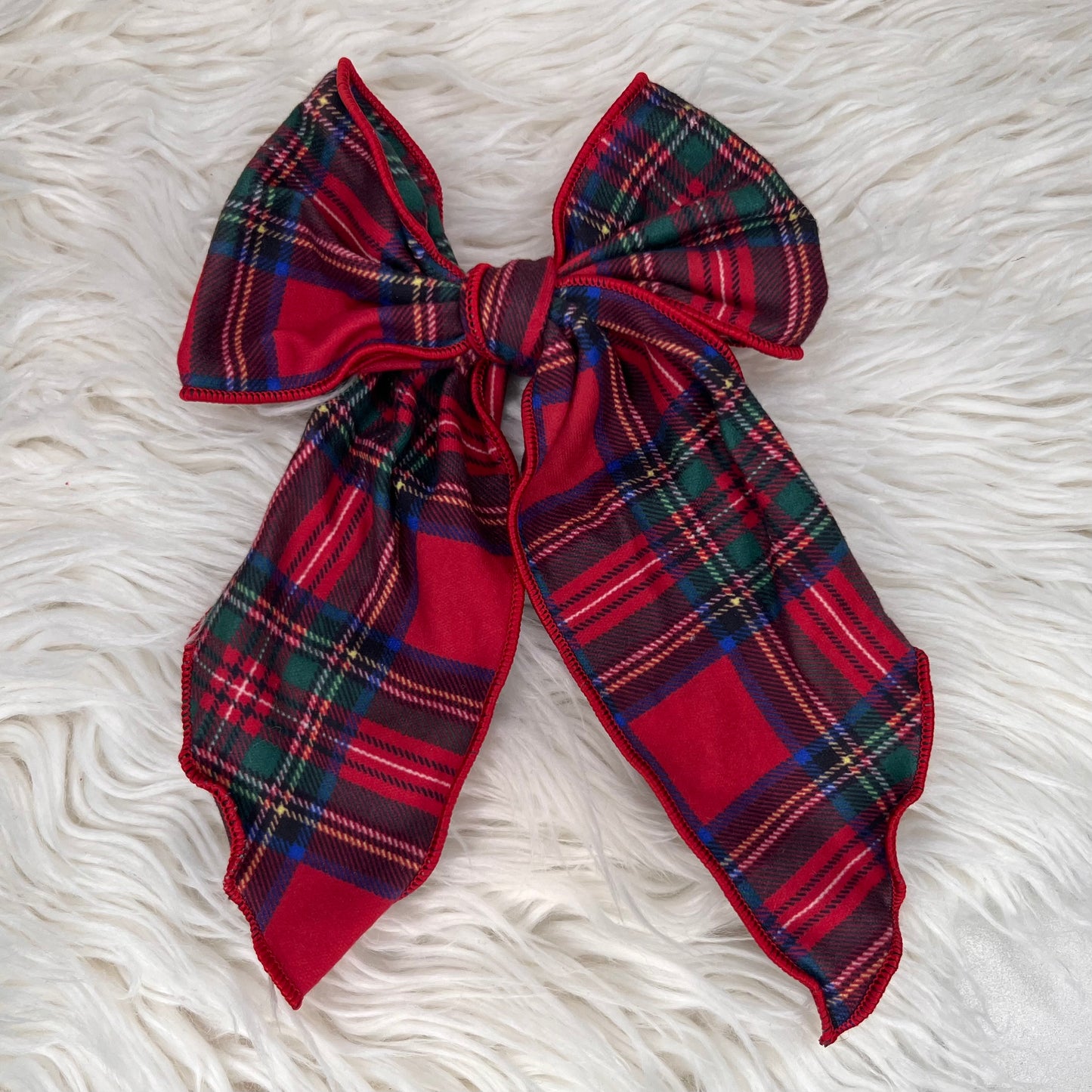 Red Plaid Sailor Bow - Large