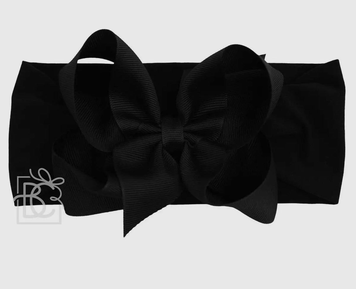 Classic Grosgrain Bow on Wide Pantyhose Headband - 9 COLORS
