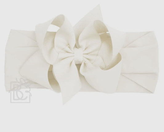 Classic Grosgrain Bow on Wide Pantyhose Headband - 9 COLORS