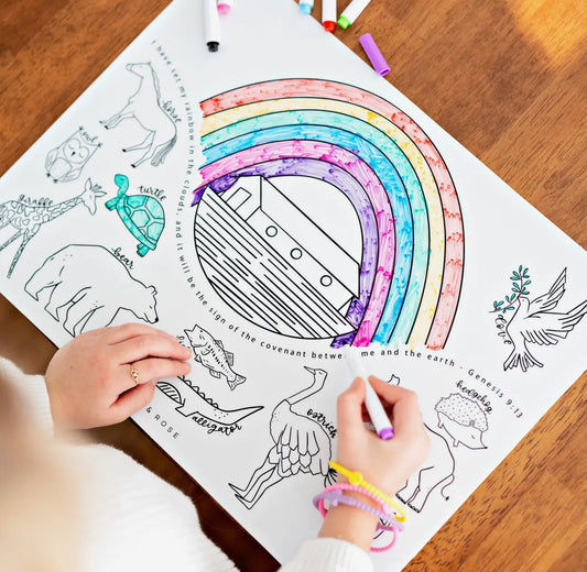 Christian Coloring Mats w/ Dry Erase Markers