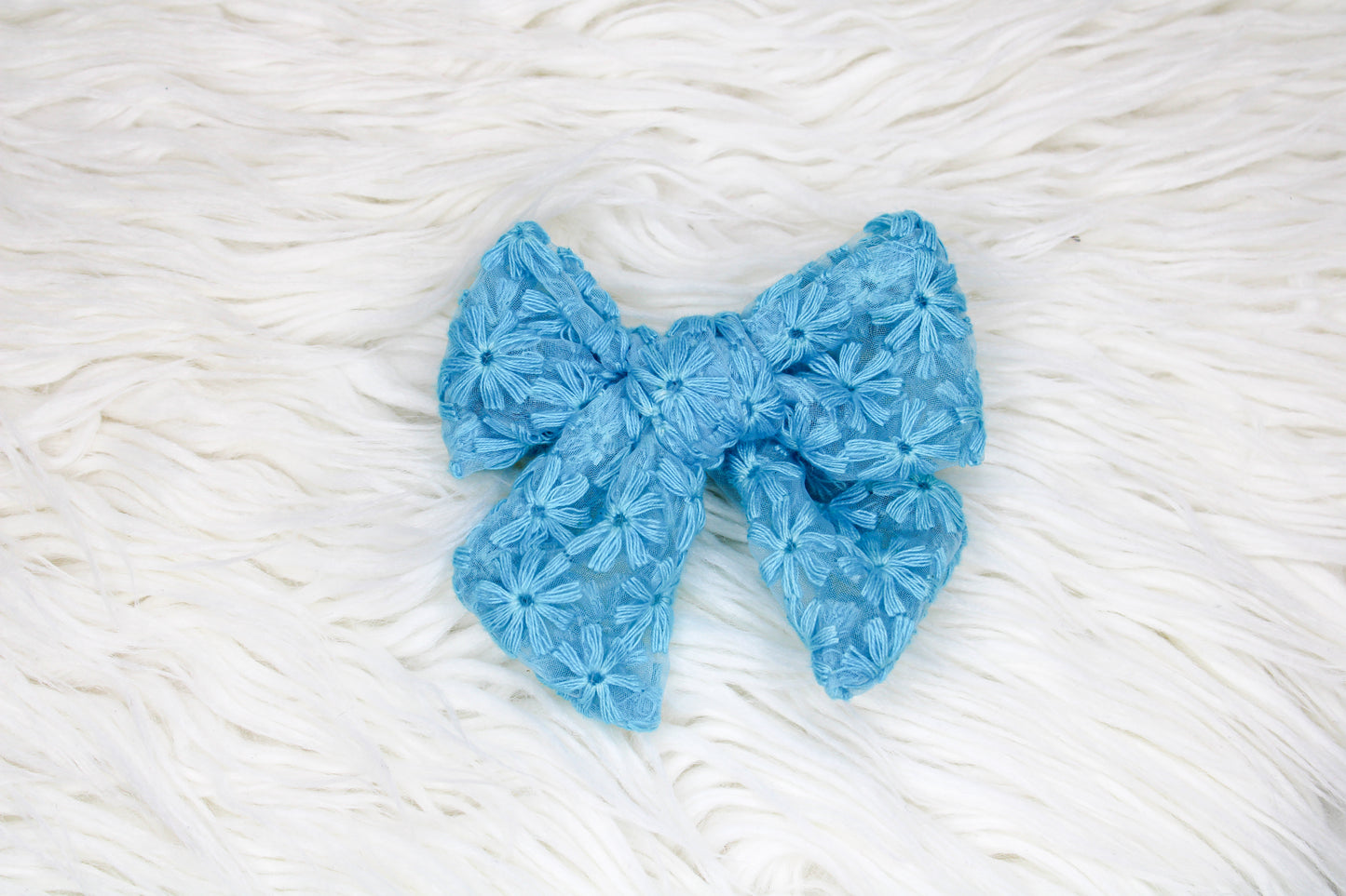 Lace Pinwheel Bow - BLUE