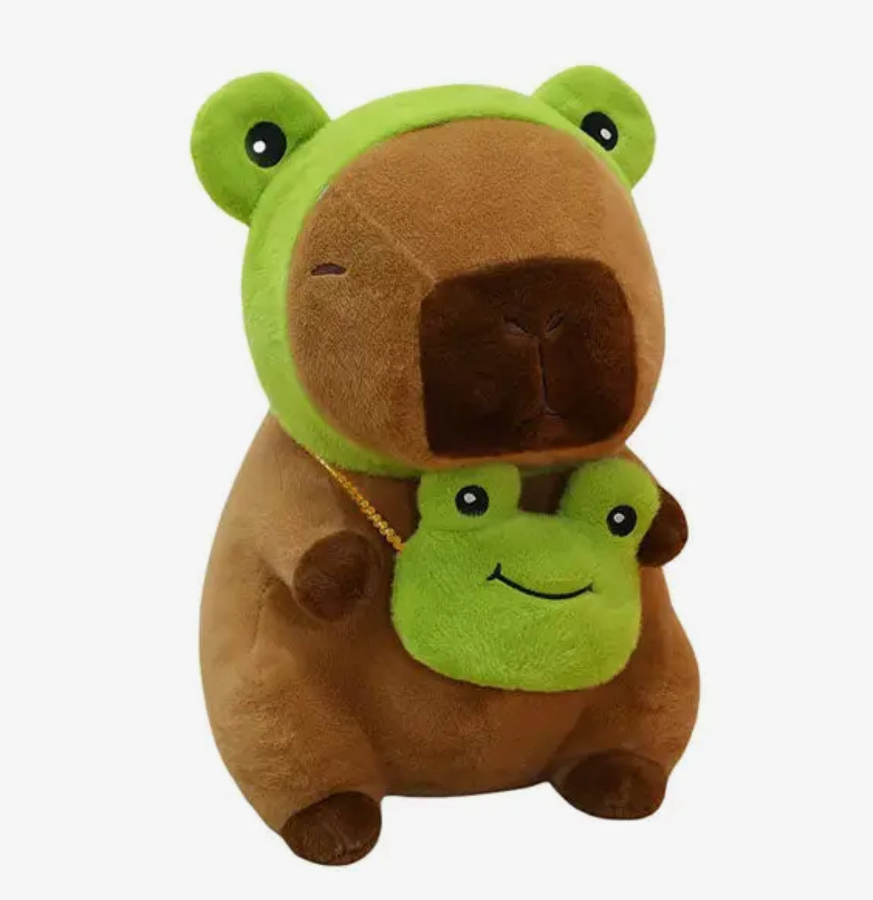 Capybara Plush with Frog Hat & Bag